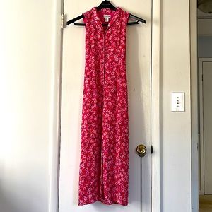 Amanda Lane, Sleeveless Pink Floral, Button Down Dress with Tie Back, Size 10